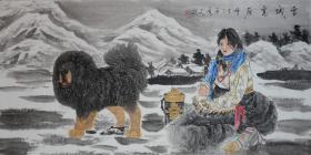 <雪域高原1>约137*68cm，周文璐老师作品.宣纸画芯。店铺区更多作品与您结缘。纯手绘