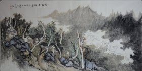 《清风古韵》山东省美术家协会张奇四尺作品，尺寸约138x69cm,合影供参考