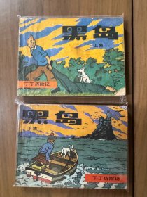 套书连环画《丁丁历险记-黑岛》全2册上下（文联版），一版一印，值得收藏！