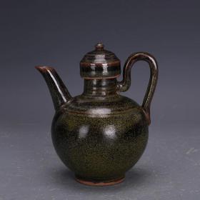 宋代越窑茶叶末釉手工瓷茶壶酒壶