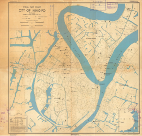 【提供资料信息服务】老地图1944年宁波地图 （宁波地图、宁波市地图、宁波市老地图）外国绘制 宁波市地理地名历史变迁重要史料