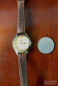 八十年代机械双日历双狮手表