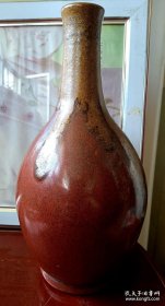 民国，铁红釉赏瓶