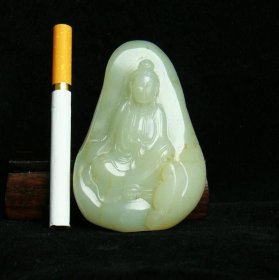 和田白玉洒金皮籽料观音7.6X5.2X2厘米108克