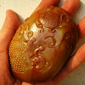 和田黄沁籽料青龙、白虎、朱雀、玄武四神摆把件10.6X7.5X3.5厘米436克