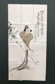 河南美协会员 王铭 国画《仕女赏雪图》，纸本软片，100*49.5cm

王铭，河南开封人，1942年生，1965年毕业河南省工艺美术学校国画专业，67年毕业于河南大学美术学院国画专业，近40余年一直从事于美术教育工作。中国美协会员，河南省美协会员，开封市美协会员，现为中国书画艺术家创作中心理事，河南省人大书画研究院理事，开封市工艺美术厂书画院副院长。