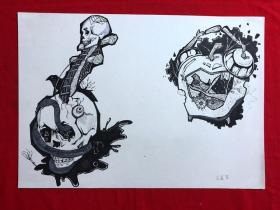 书画14019，参展作品，【赵嘉莹】钢笔画，8开