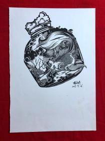 书画14064，参展作品，【杨奕婷】钢笔画，8开