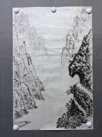 17584~【周爱莲】无款山水画，尺寸约为68*45厘米