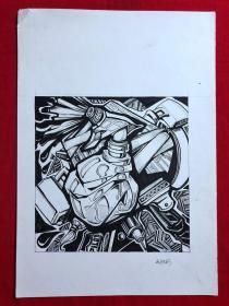 书画14046，参展作品，【孙克婷】钢笔画，8开