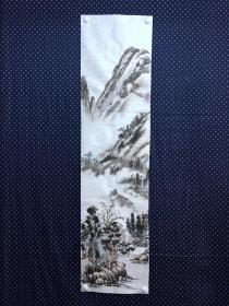 20952，沈继昌★无款山水画，尺寸约136×34厘米