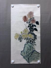 17731~【周爱莲】无款花鸟画，尺寸约为68*33厘米