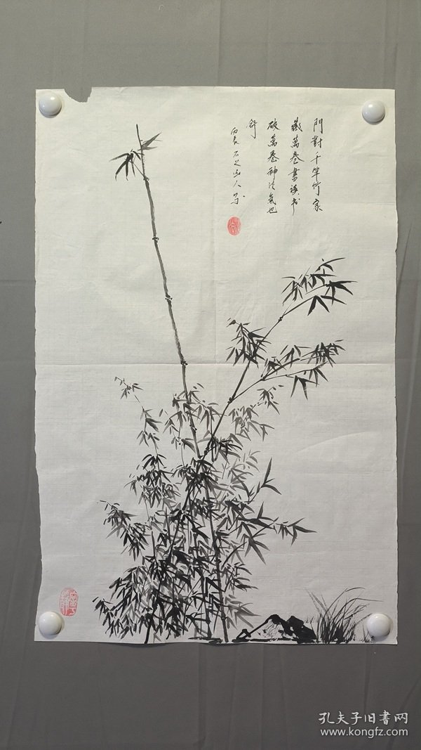 22614，赖德隆★花鸟画，竹石图，尺寸69×45厘米