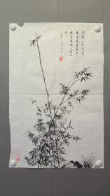 22614，赖德隆★花鸟画，竹石图，尺寸69×45厘米