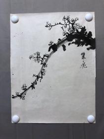 18571~【梁顺如】无款花鸟画，梅花，尺寸约为44*33