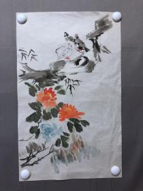 19192~【苏凤志】无款花鸟画，尺寸约为52*32