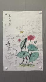 22577，赖德隆★花鸟画，荷花，尺寸69×46厘米