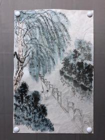 17611~【周爱莲】无款山水画，尺寸约为67*44厘米