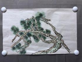 17935~【周爱莲】无款花鸟画，松树，尺寸约为43*26厘米