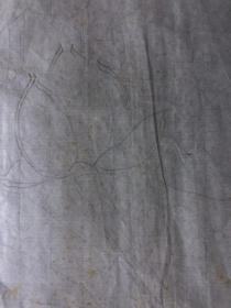 17998~【周爱莲】无款工笔白描花鸟画，荷花翠鸟，尺寸约为134*68厘米