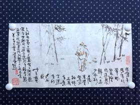 20947，沈继昌★花鸟画，秋林高士图，尺寸约52×27厘米