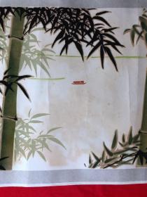 书画13877，植绒画，竹子，画心尺寸约为81*31厘米