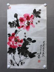 18179~【雒枫】花鸟画，【周爱莲】藏，尺寸约为67*41厘米