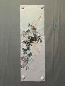 花鸟画，无款，螃蟹，尺寸69×21厘米