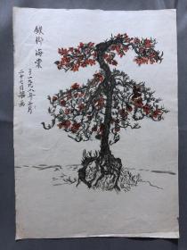 18680~【梁顺如】无款花鸟画，写生，尺寸约为28*20