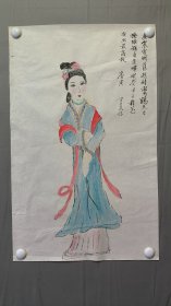 22698，无款工笔人物画，仕女，尺寸68×42厘米