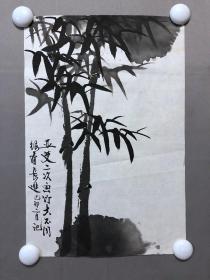 20759~【王亚艾】无款花鸟画，竹，【赵铭诚】批，尺寸约为34*23