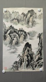 22831，陈连先山水画，尺寸约59×38厘米