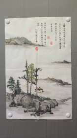 22548，赖德隆★山水画，张雨题吴睿书，尺寸69×45厘米