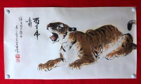 书画13606，【张品芳】花鸟画，题赠【沈继昌】，托片，尺寸约为94*51厘米