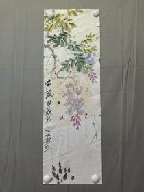 花鸟画，无款，紫藤，尺寸69×22厘米