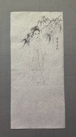 22726，无款白描人物画，仕女，尺寸54×24厘米