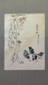 22744，继山花鸟画，小品春草地，尺寸24×18厘米