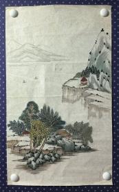 21884，朱爱莲★无款山水画，尺寸67×39厘米