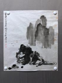 18178~【杨少全】山水画，【周爱莲】藏，尺寸约为54*49厘米