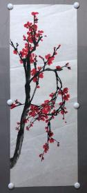 20058~【邓广恒】无款花鸟画，梅花，尺寸约为93*34