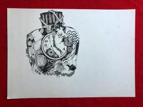 书画14033，参展作品，【王丹妮】钢笔画，8开