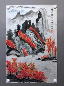 19218~【叶祥春】山水画，尺寸约为69*46