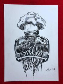 书画14058，参展作品，【郭霓儿】钢笔画，8开