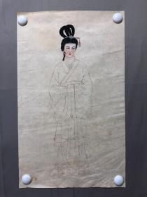 18500~【梁顺如】无款工笔人物画，仕女，尺寸约为53*33