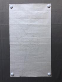 17743~【周爱莲】无款工笔白描花鸟画，仙鹤，尺寸约为68*39厘米