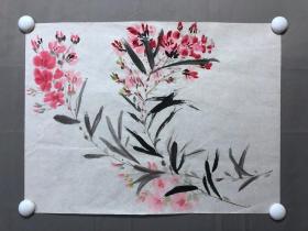 17887~【周爱莲】无款花鸟画，花卉，尺寸约为45*34厘米