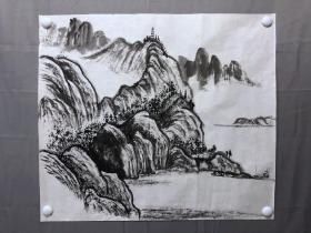 17631~【周爱莲】无款山水画，尺寸约为67*60厘米