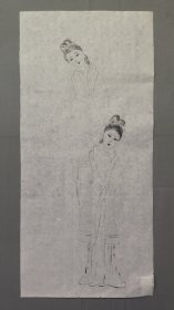 22733，无款白描人物画，仕女，尺寸54×24厘米