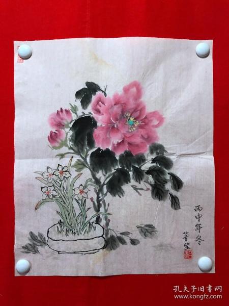 16397~【吕卫】花鸟画，尺寸约为50*42厘米