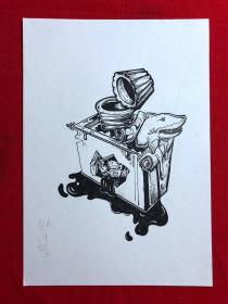 书画14054，参展作品，【钟沐煌】钢笔画，8开